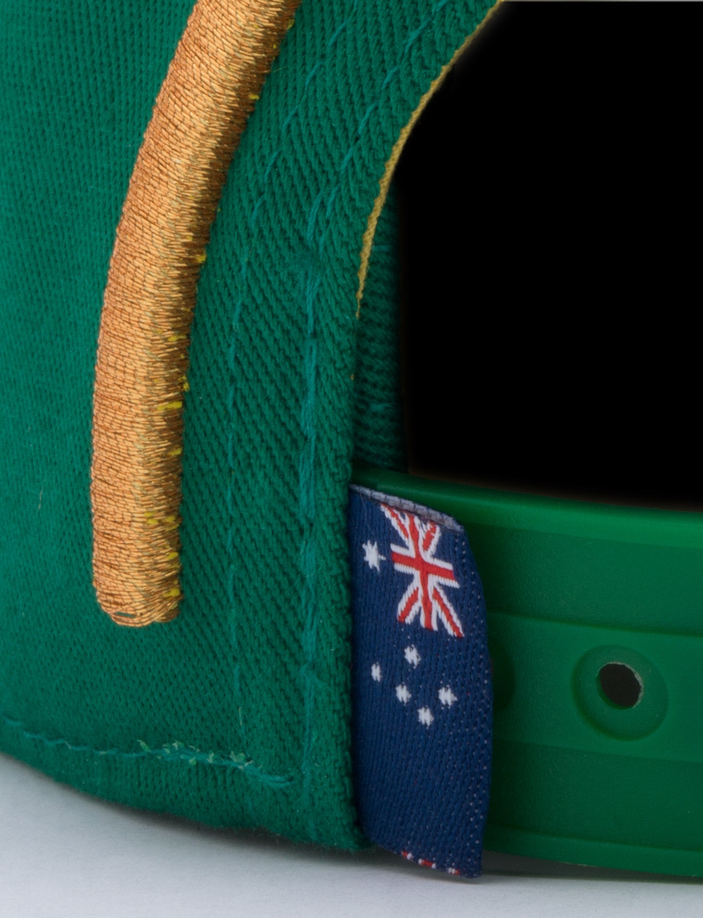 Australia flag on Pirelli cap green